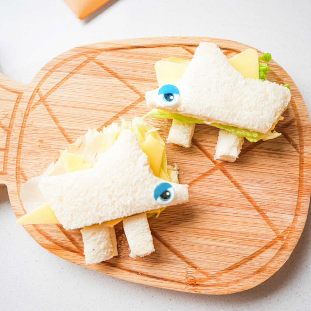 dino sandwiches using Sticketies edible stickers