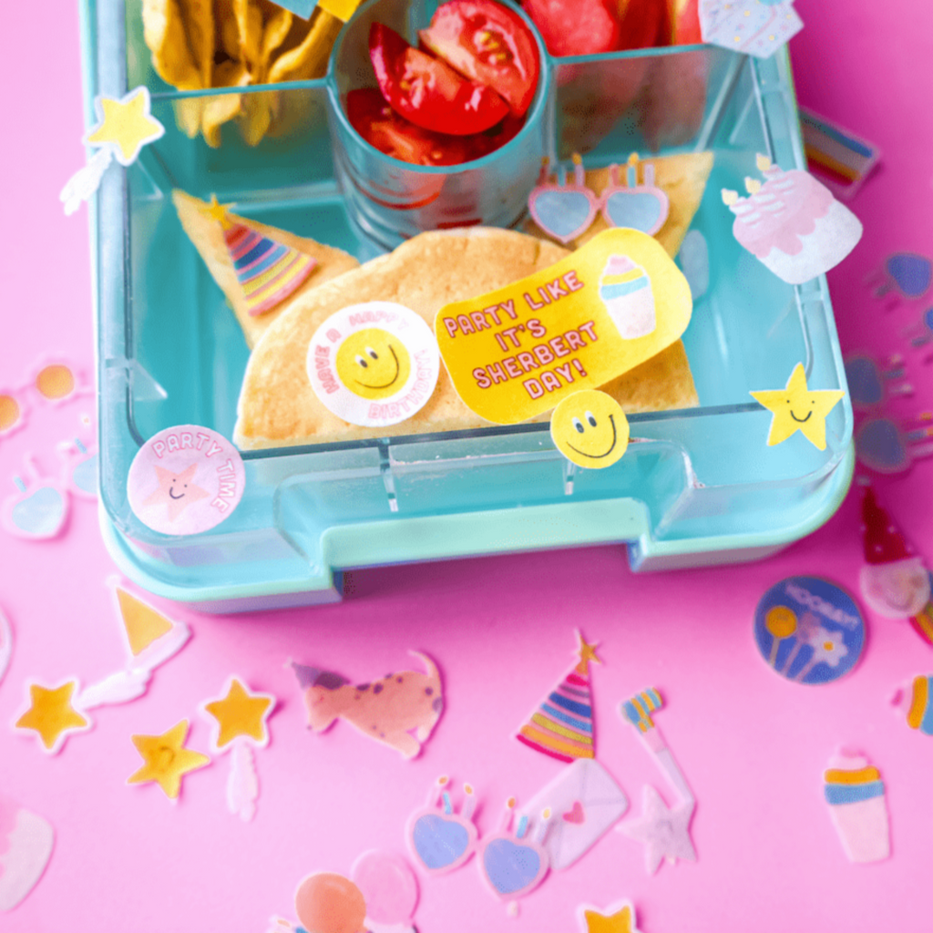 happy birthday sticketies. Easy birthday bento box for kids school lunch.
