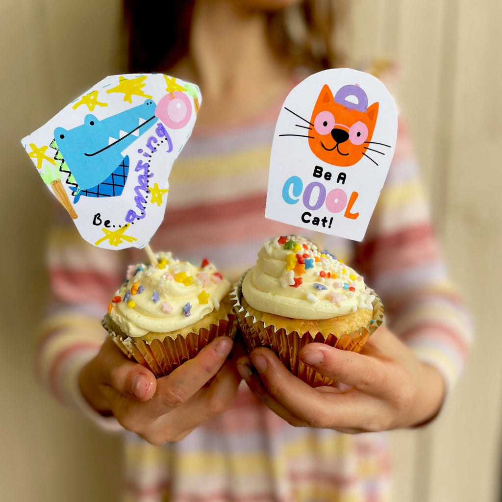 Affirmation cupcake kit. DIY bake and craft kit for kids that lets you write your own positive affirmations