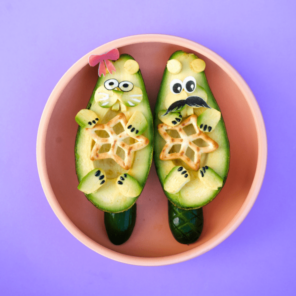 Sticketies funny face edible stickers. Avocado beaver to encourage fussy eaters