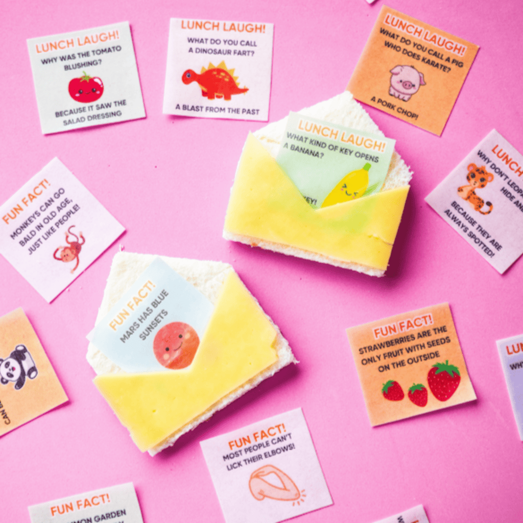 edible lunchbox jokes and fun facts. School lunchbox notes