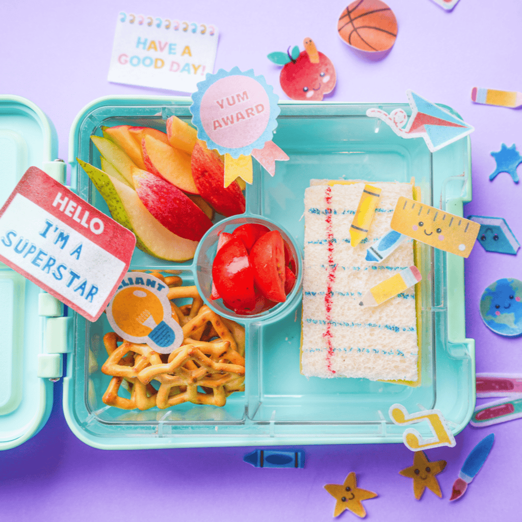 school themed edible stickers. Back to school and first day of school lunch ideas
