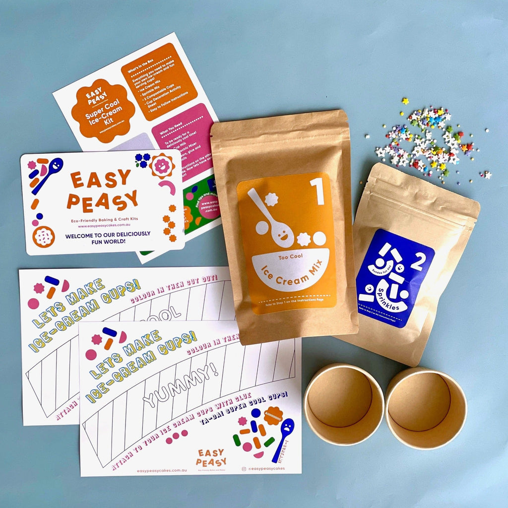 DIY ice cream kit for kids. All natural ingredients. No churn easy peasy ice cream with sprinkles and craft
