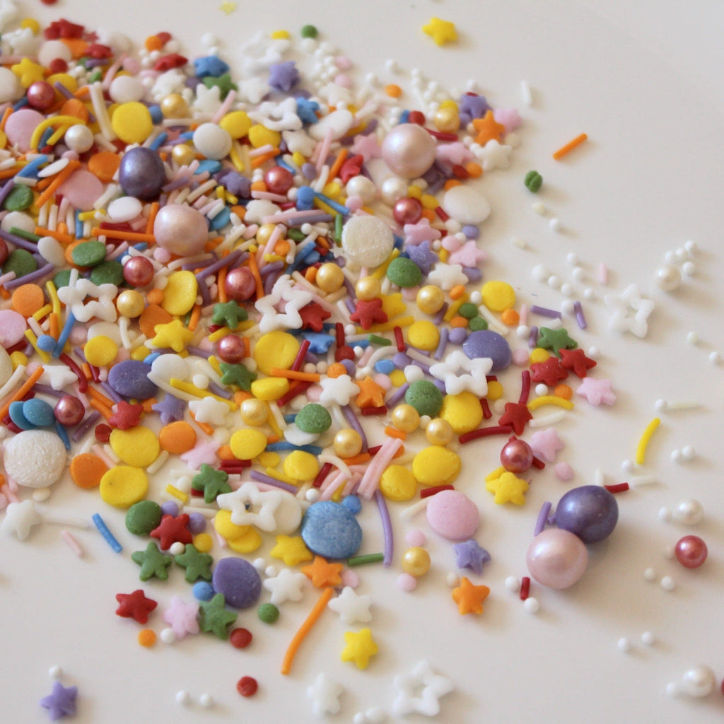 all natural sprinkles. Fun star mix made with all natural colours