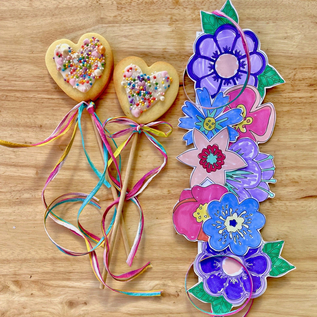 DIY cookie wand and flower crown kit. Make your own flower crown and wand cookies with all natural ingredients
